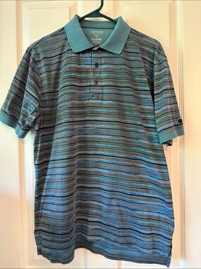 🔥4/$45🔥Izod Teal and Navy Striped Men's Polo